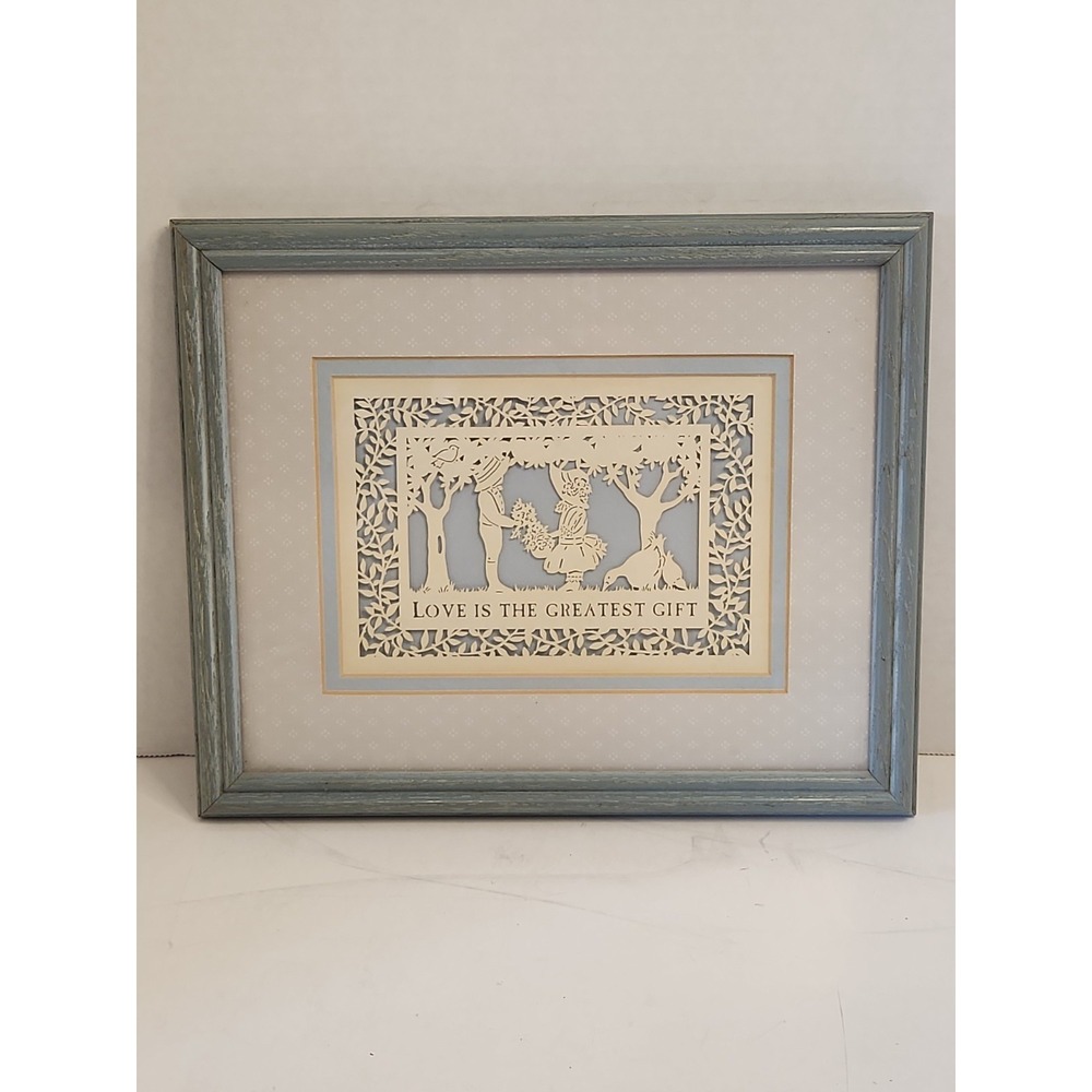 VTG Figi Graphics Scherenschnitte Framed Art‎ Country Cuts Love Greatest Gift